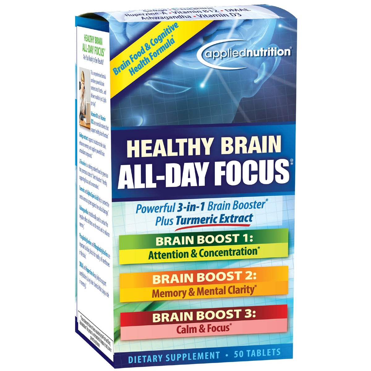 Applied Nutrition Healthy Brain All-Day Focus 100g front view