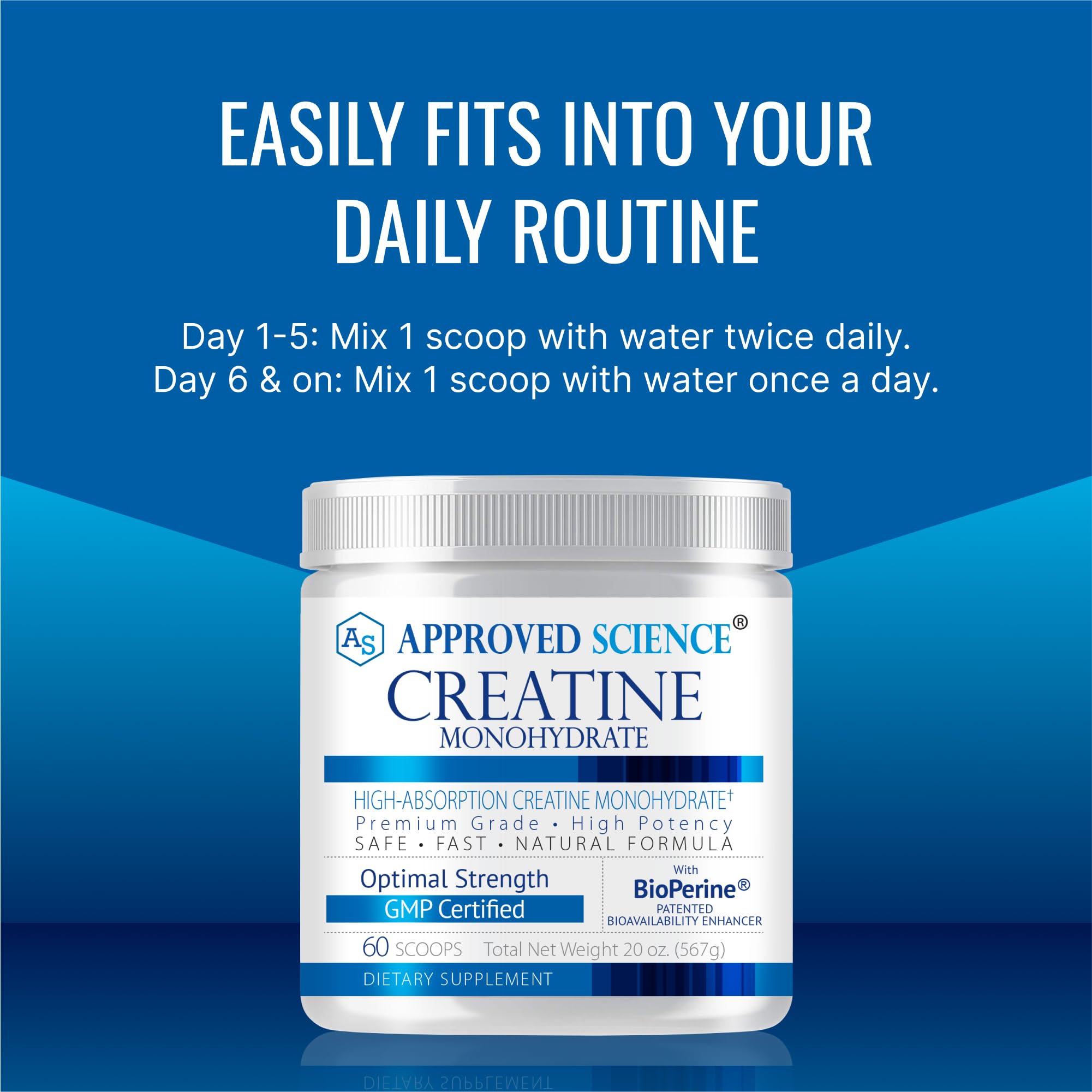 Approved Science Creatine Monohydrate Powder with BioPerine