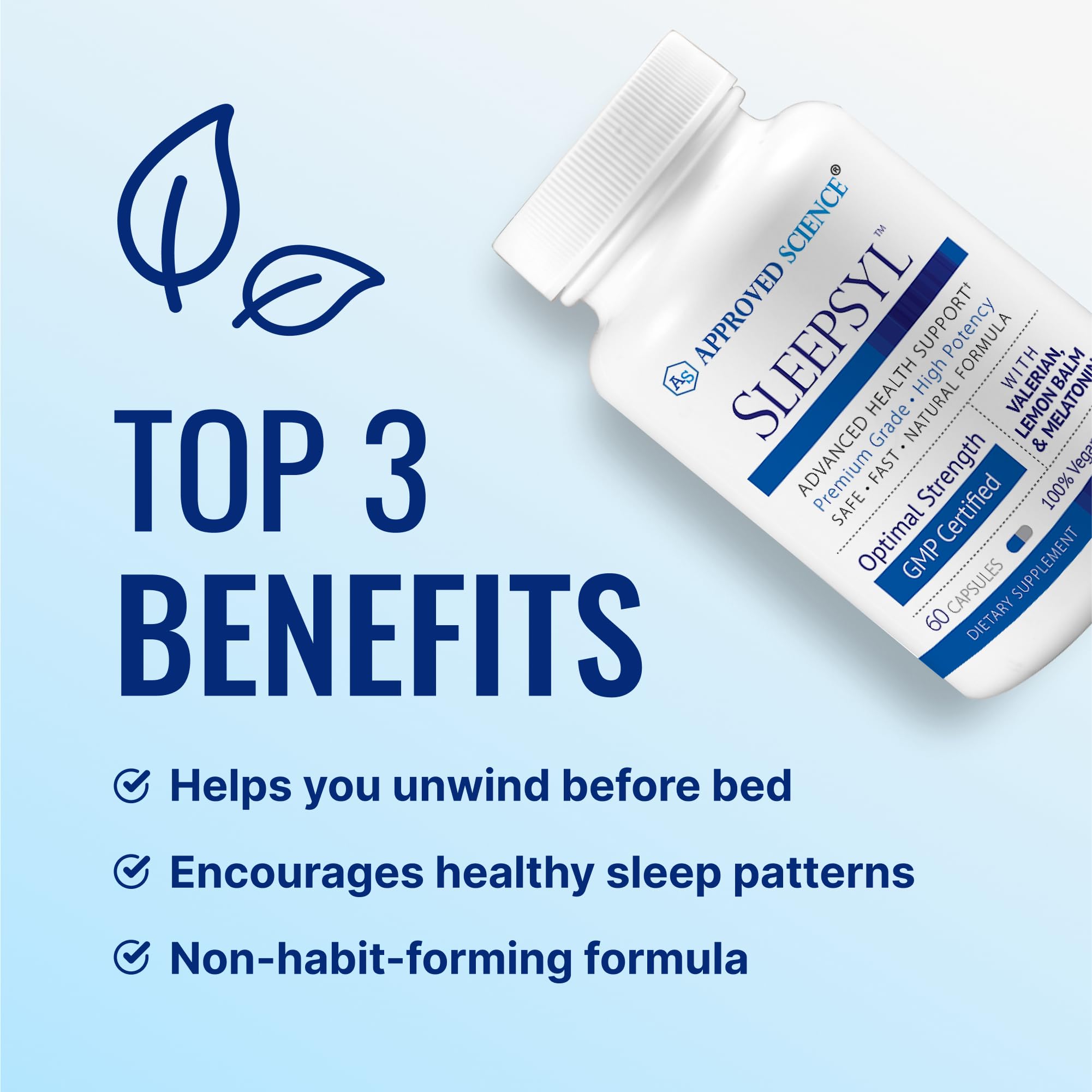 Approved Science Sleepsyl Sleep Supplement 120 Capsules side view
