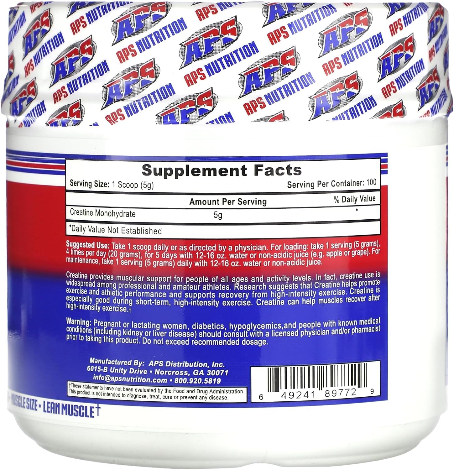 APS Nutrition Creatine Powder 608g packaging