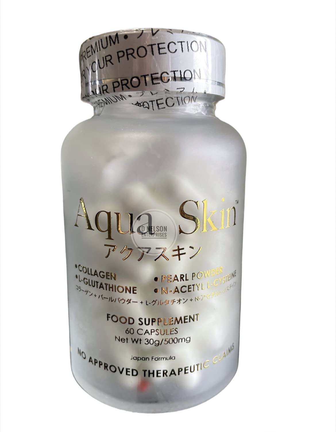 Aqua Skin Collagen Supplement frosted glass bottle front view