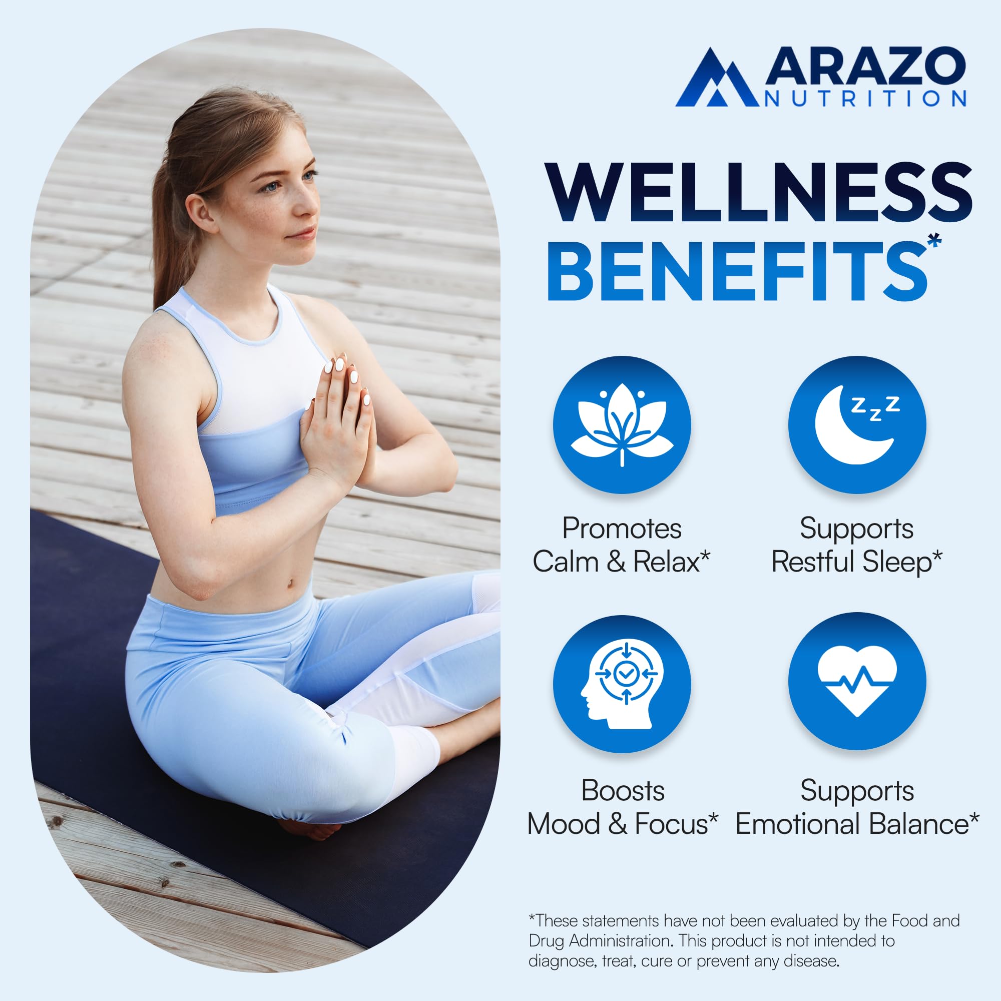 Arazo Nutrition 5-HTP Supplement 200mg capsules on a table