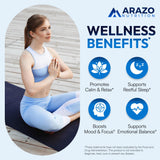 Arazo Nutrition 5-HTP Supplement 200mg capsules on a table