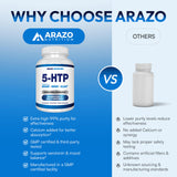 Arazo Nutrition 5-HTP Supplement 200mg opened bottle with capsules
