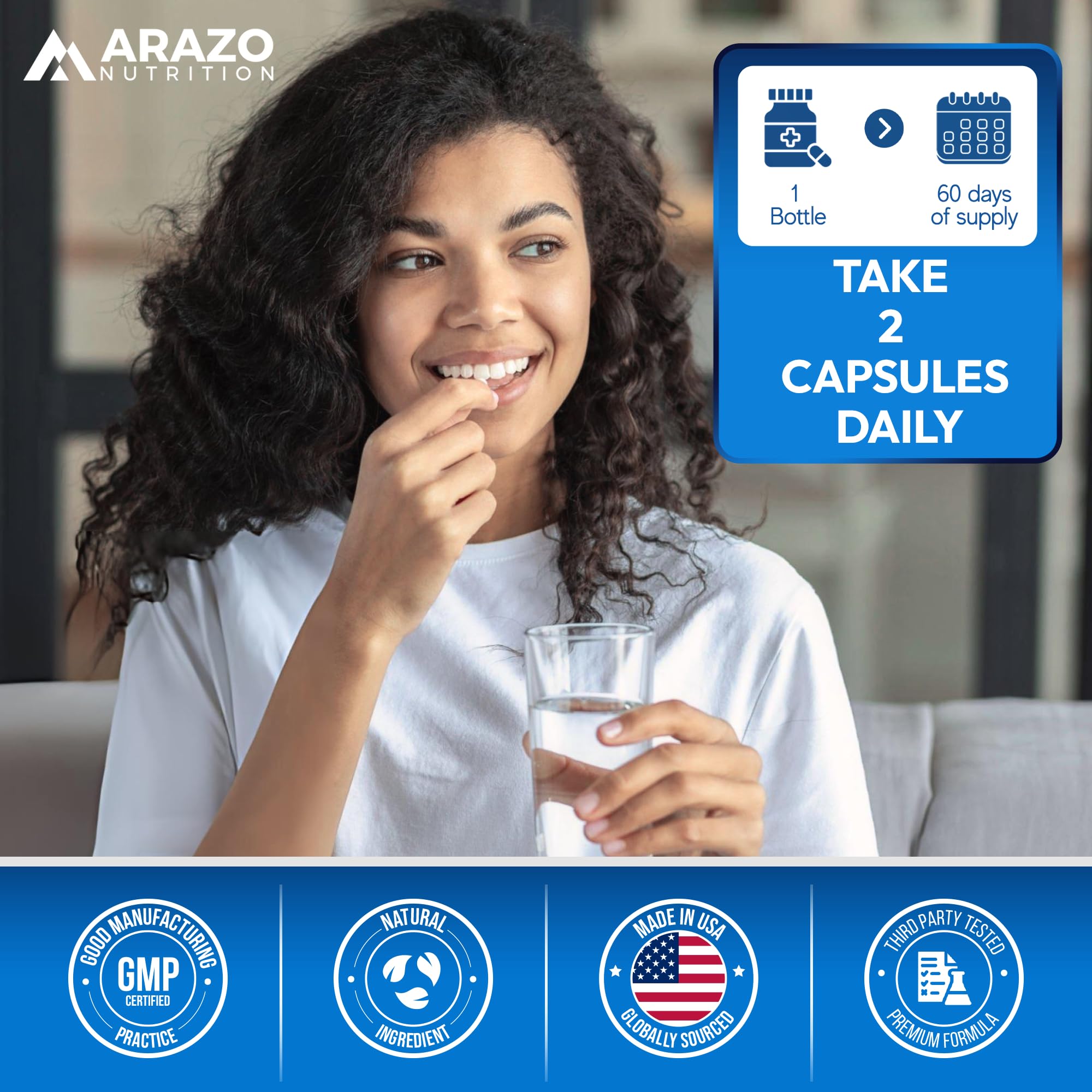 Arazo Nutrition 5-HTP Supplement 200mg with measuring spoon