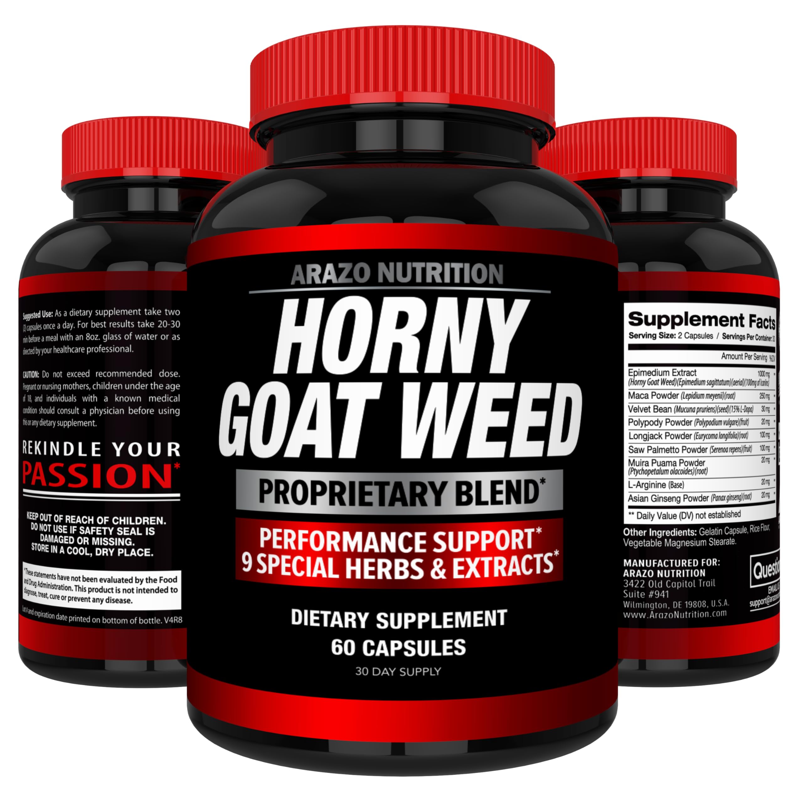 Arazo Nutrition Horny Goat Weed supplement with lifestyle background