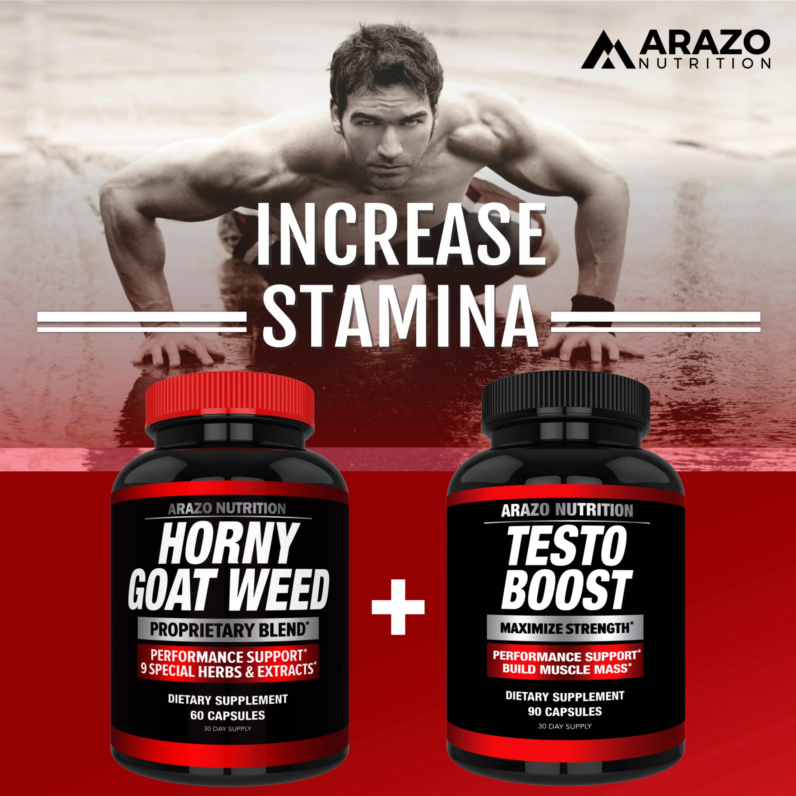 Arazo Nutrition Horny Goat Weed supplement with measuring spoon