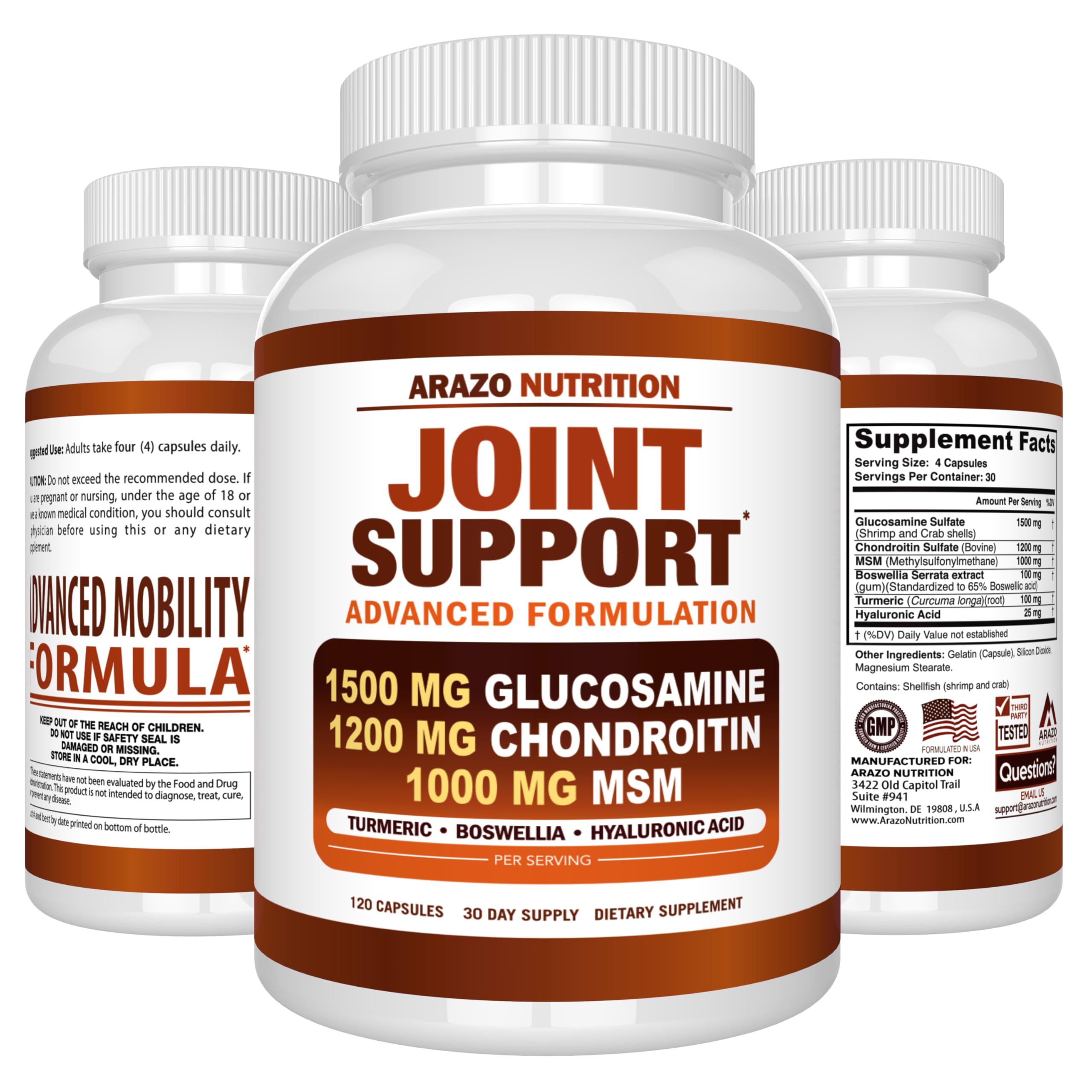Arazo Nutrition Joint Support Supplement on a wooden table
