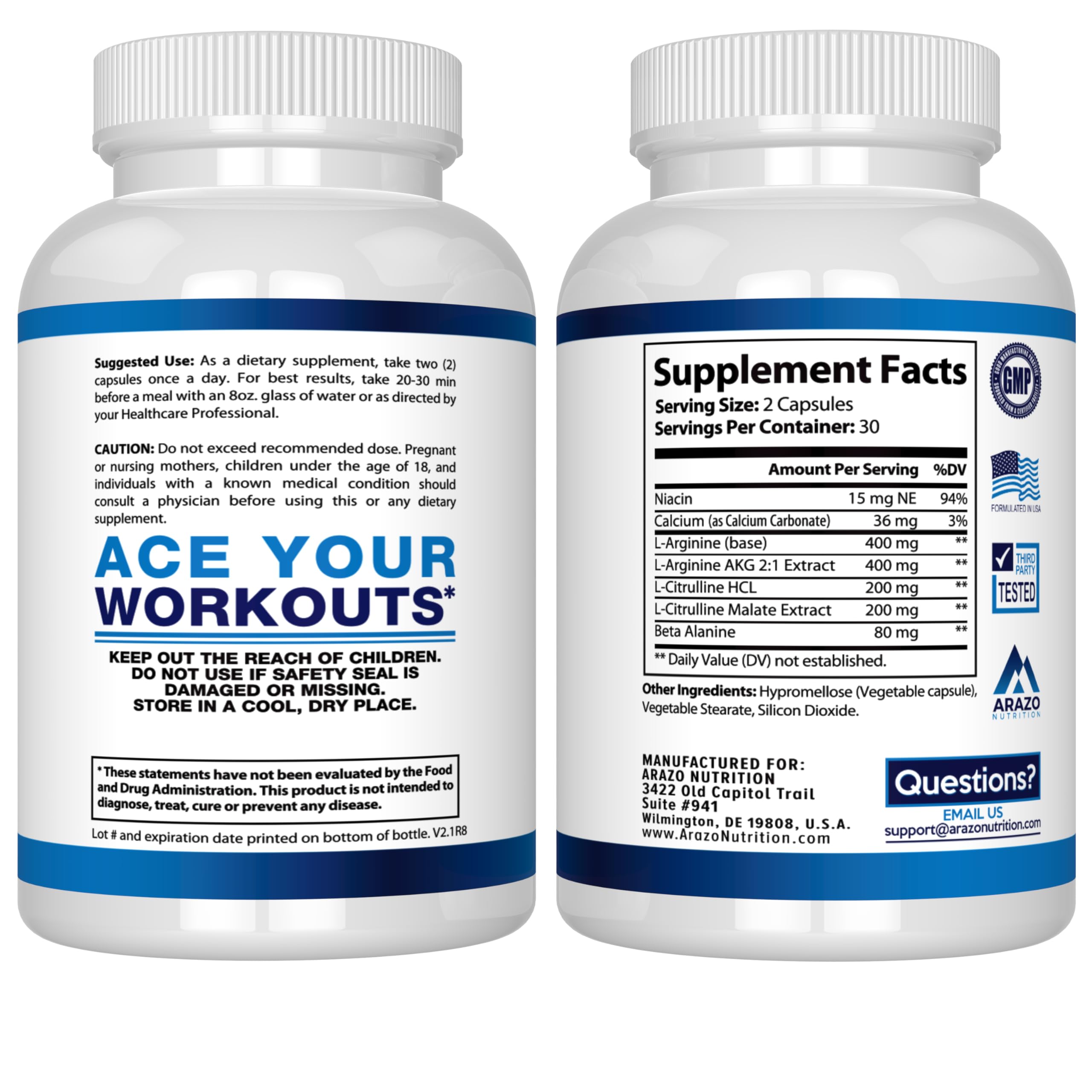 Arazo Nutrition L-Arginine supplement ingredients list