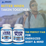 Arazo Nutrition Milk Thistle Complex 200mg bottle with a glass of water