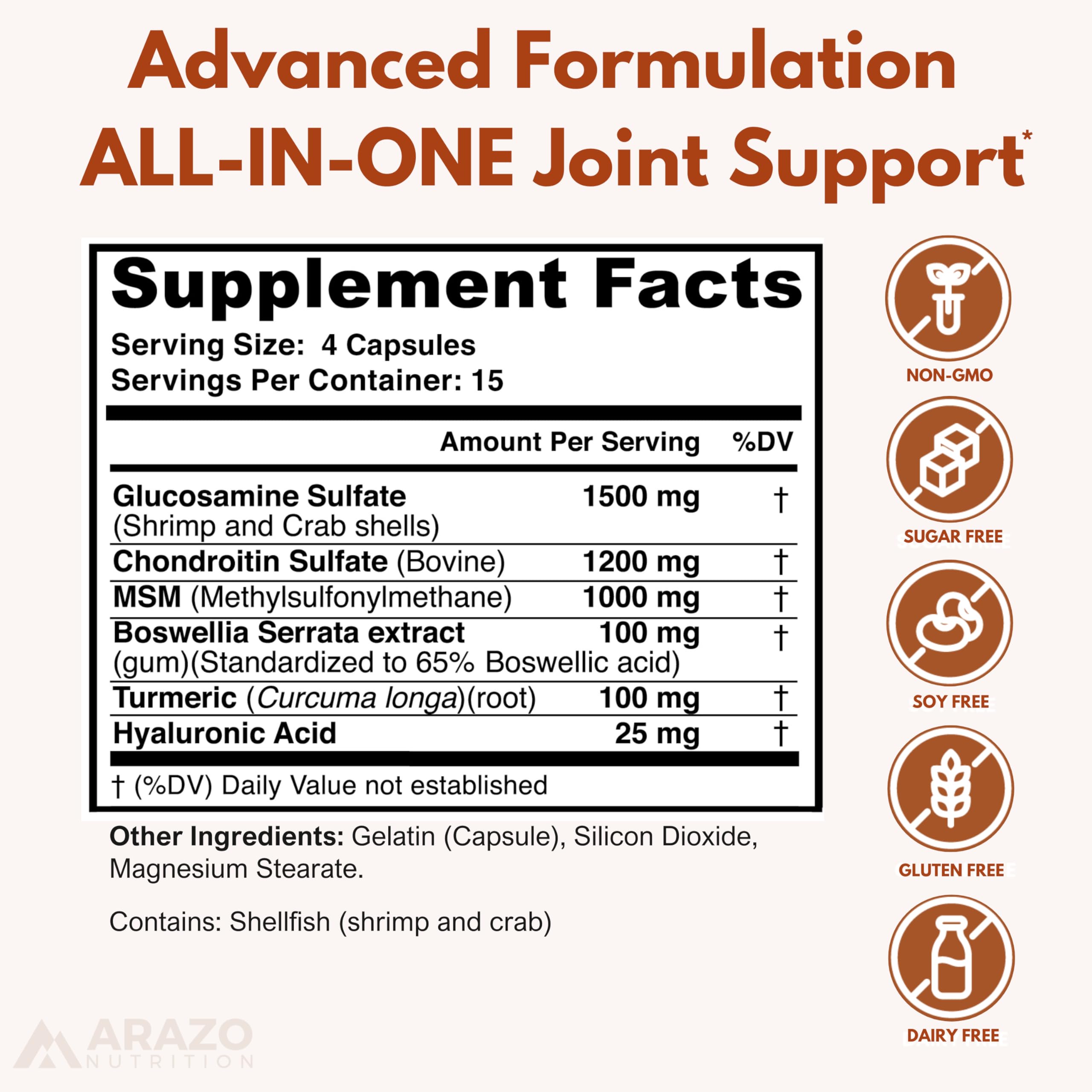 Arazo Nutrition MSM Joint Support Supplement side view