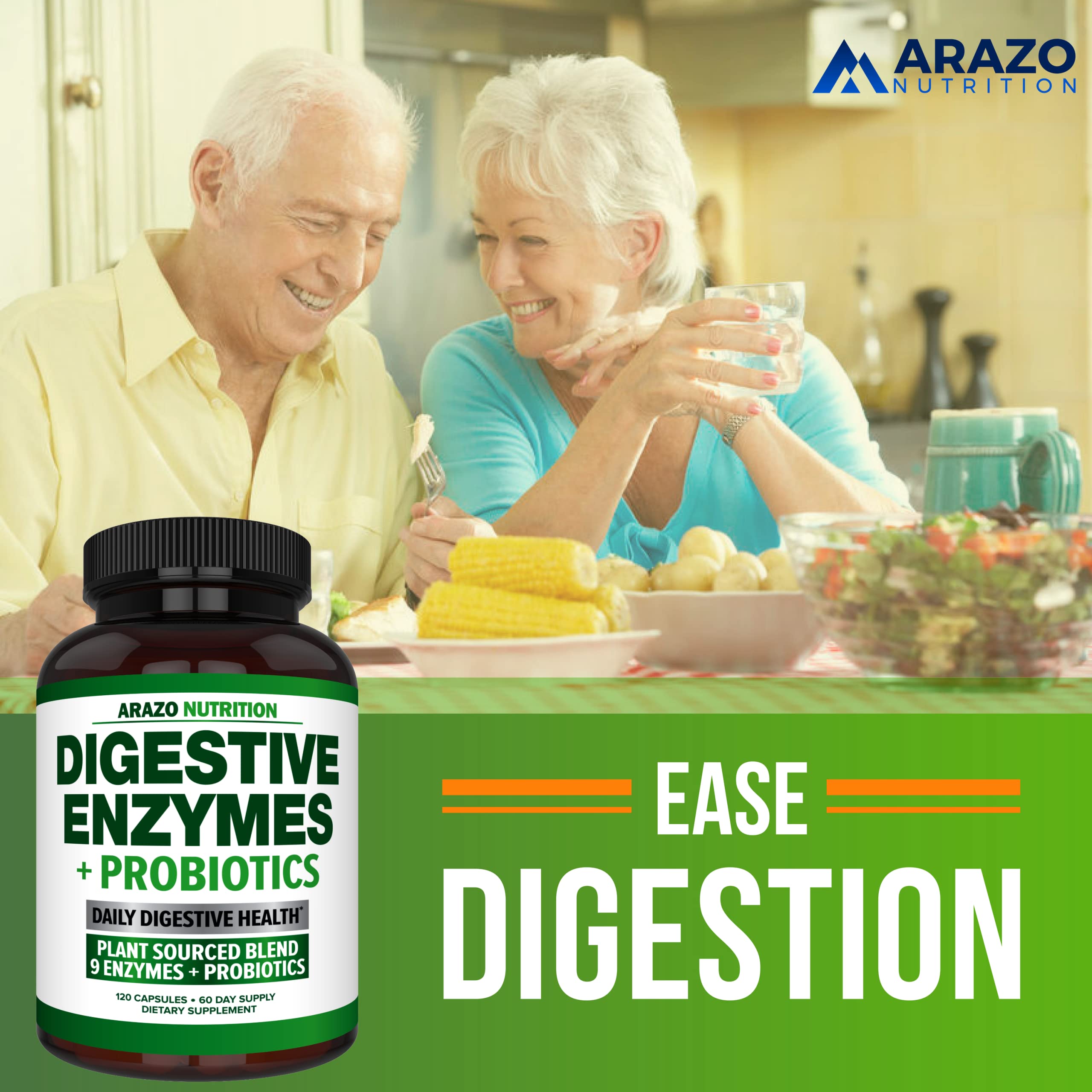 Arazo Nutrition Multi-Enzymes 400mg back view with label