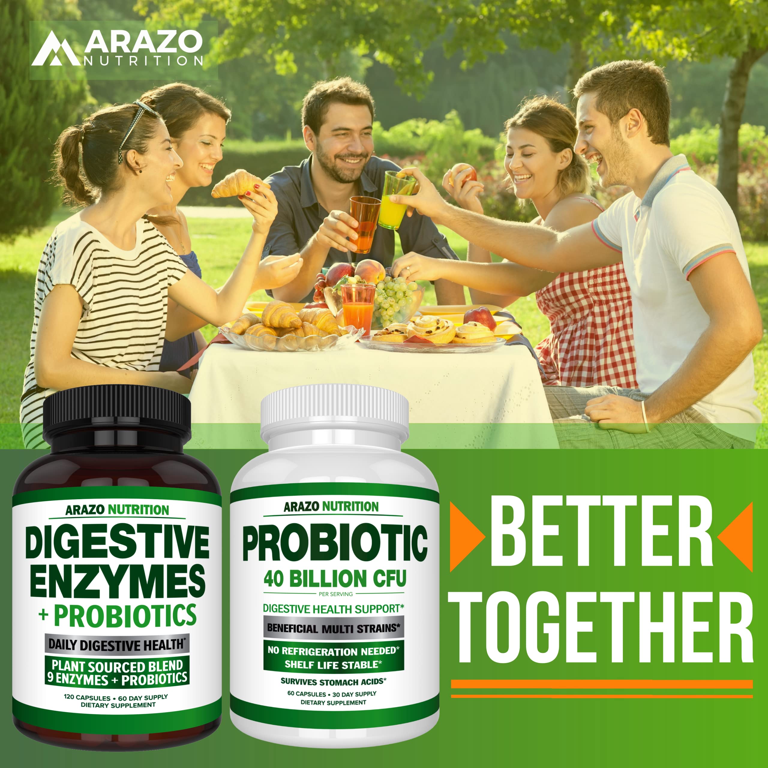 Arazo Nutrition Multi-Enzymes 400mg bottle on a kitchen counter