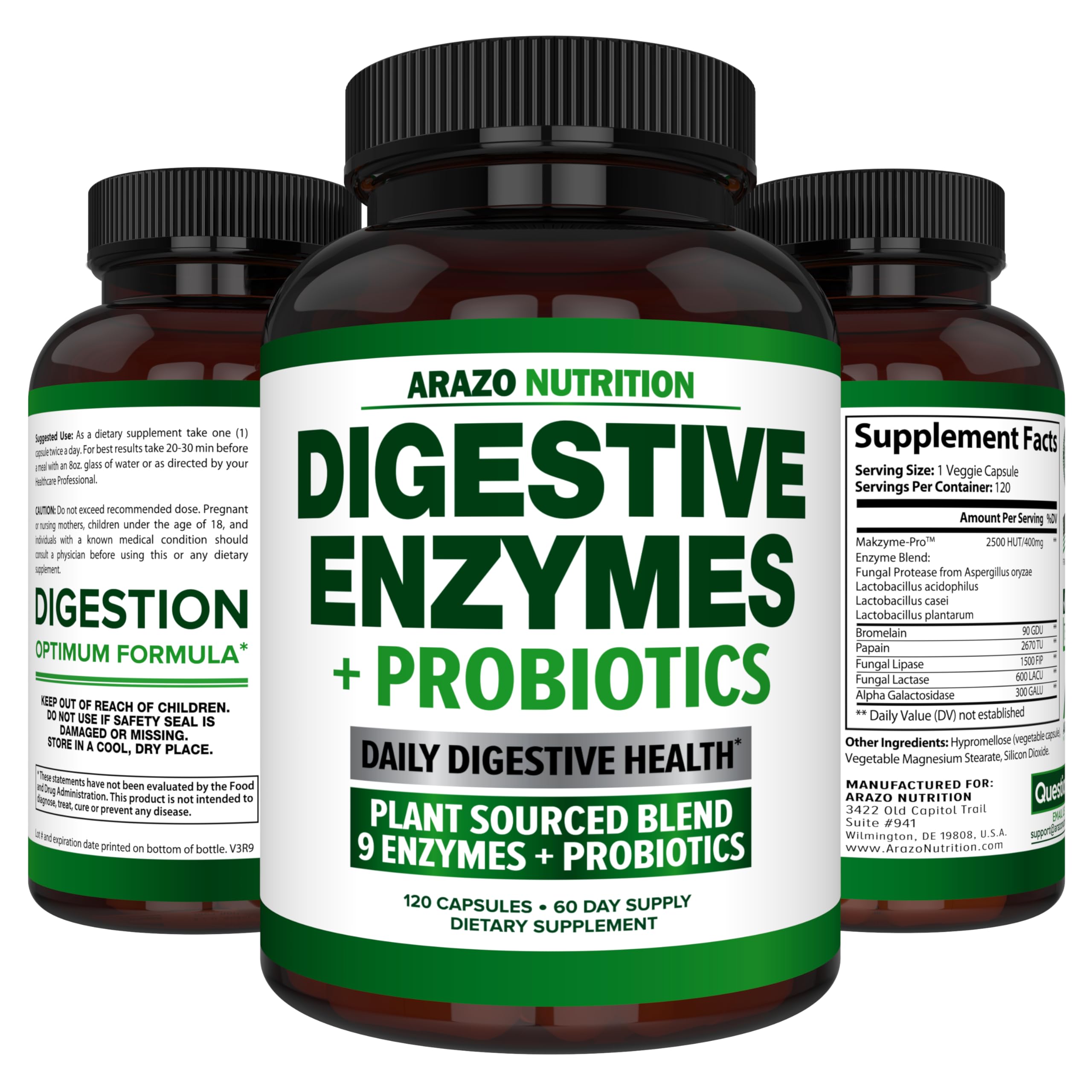 Arazo Nutrition Multi-Enzymes 400mg with other health supplements