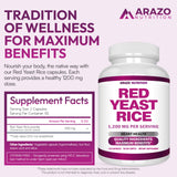 Arazo Nutrition Red Yeast Rice 1200mg capsules side view