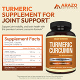 Arazo Nutrition Turmeric Supplement 1300mg side view