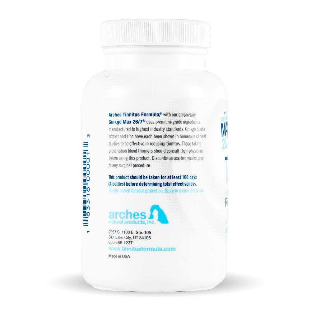 Arches Tinnitus Formulas Ginkgo Biloba 80g supplement side view