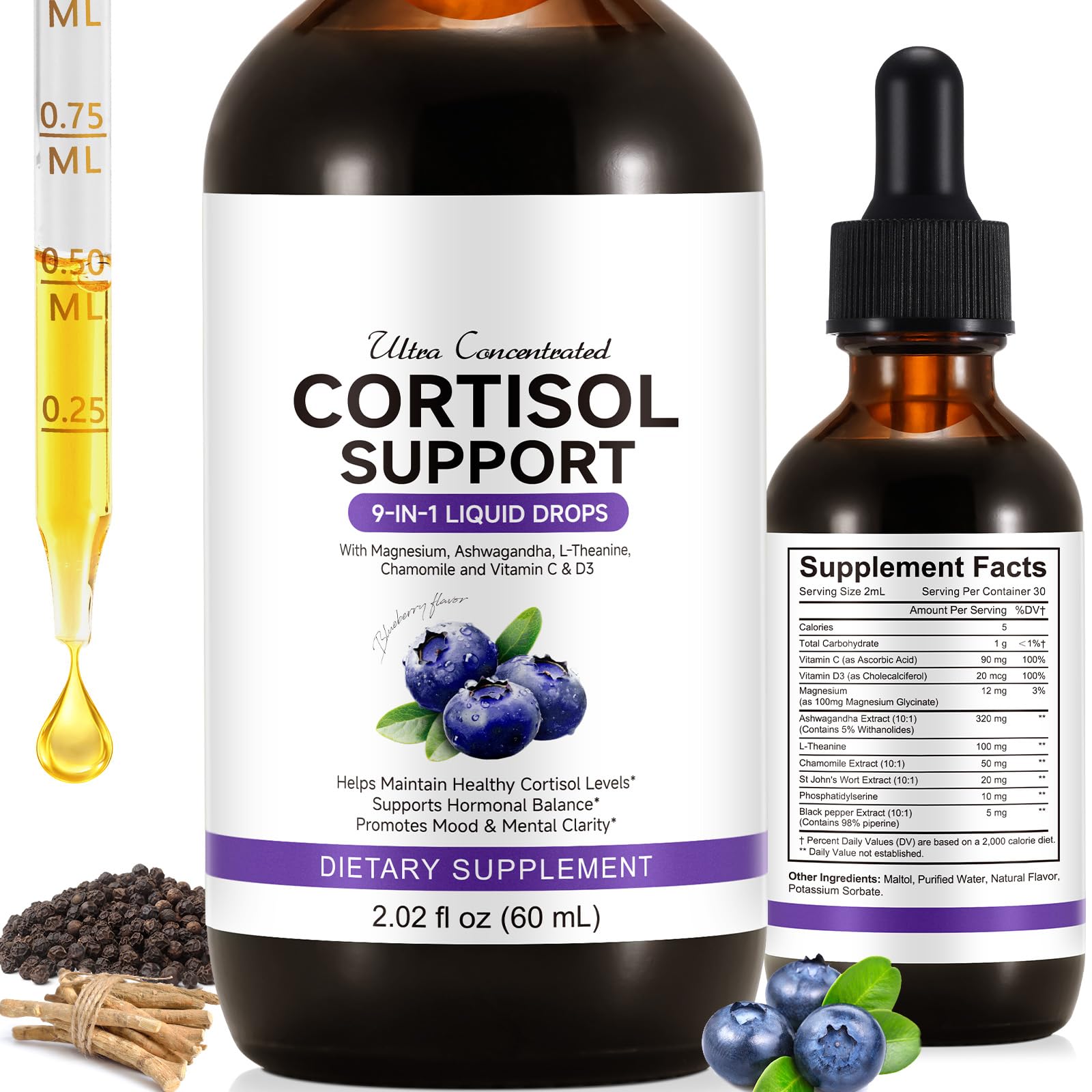 Arkture 10-in-1 Cortisol Support Liquid Drops 30ml front view