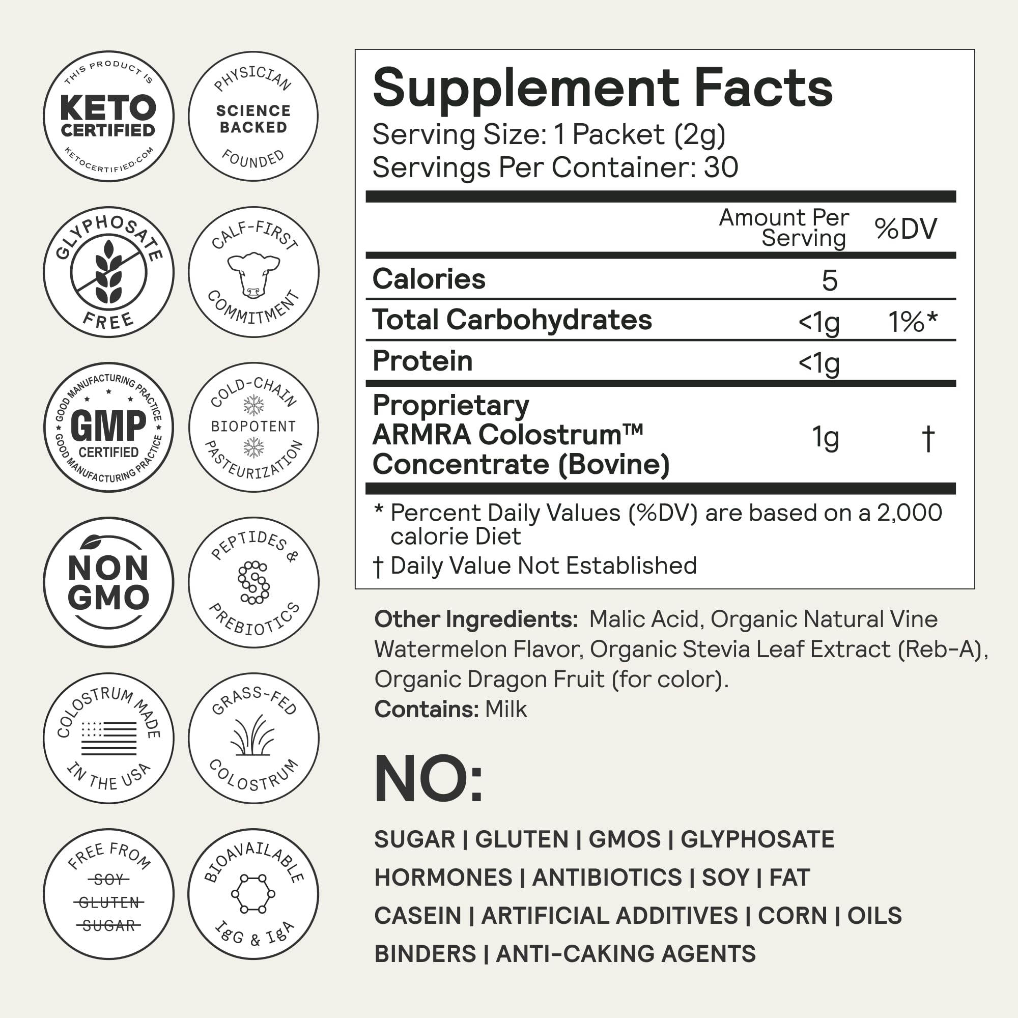 ARMRA Colostrum Concentrate 57g close-up of the powder