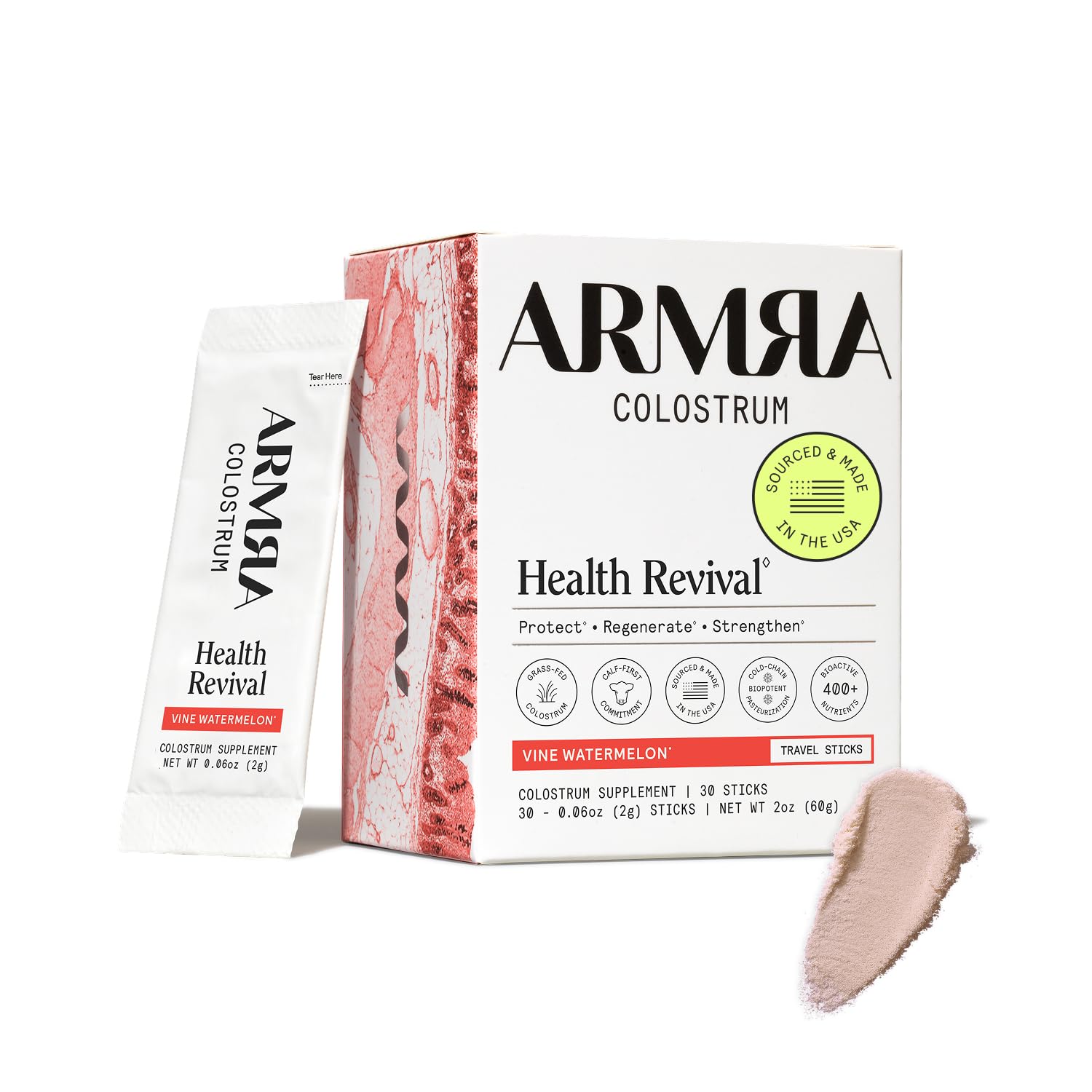 ARMRA Colostrum Concentrate 57g front view with packaging