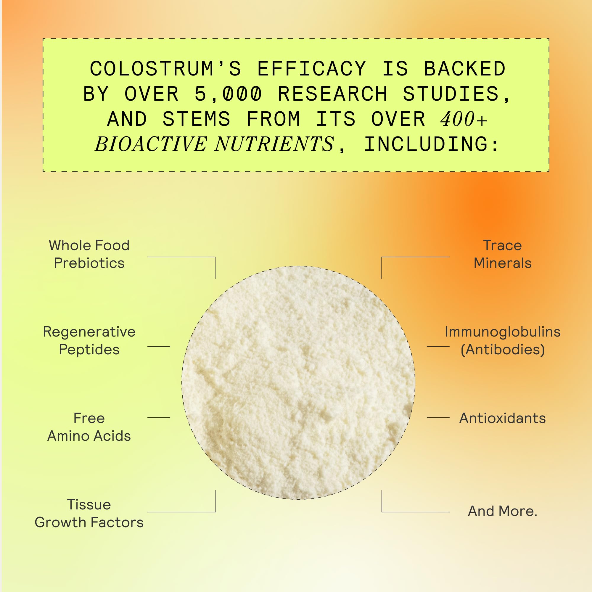 ARMRA Colostrum Concentrate 57g in a bowl with a spoon
