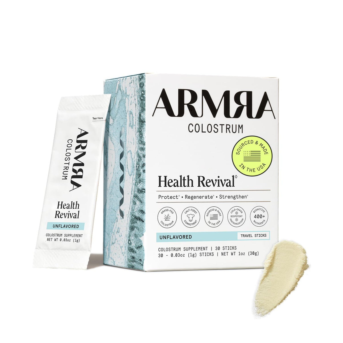 ARMRA Colostrum Premium Bovine Concentrate 28g packaging front view
