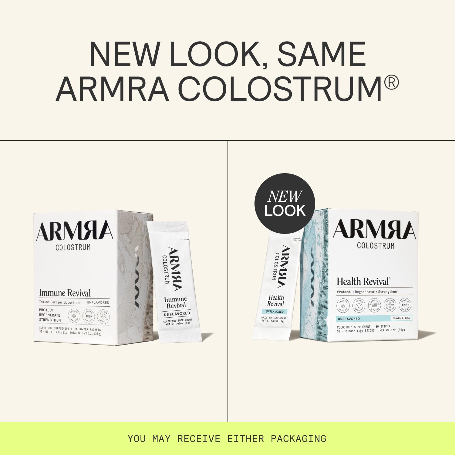 ARMRA Colostrum Premium Bovine Concentrate 28g unflavoured powder scoop