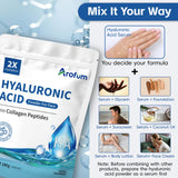 Arofum Hyaluronic Acid Powder 100g in a measuring spoon