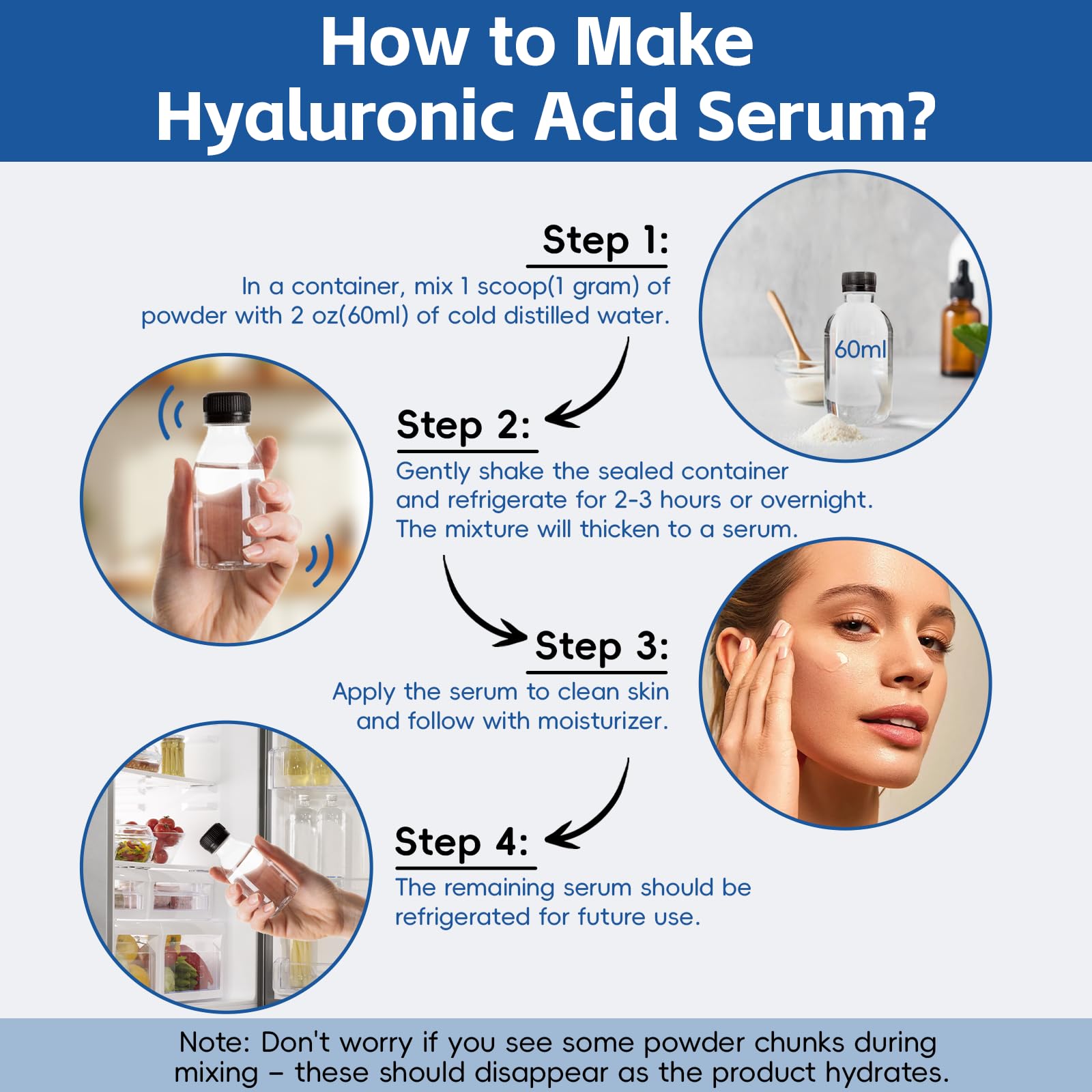 Arofum Hyaluronic Acid Powder 100g mixed in water