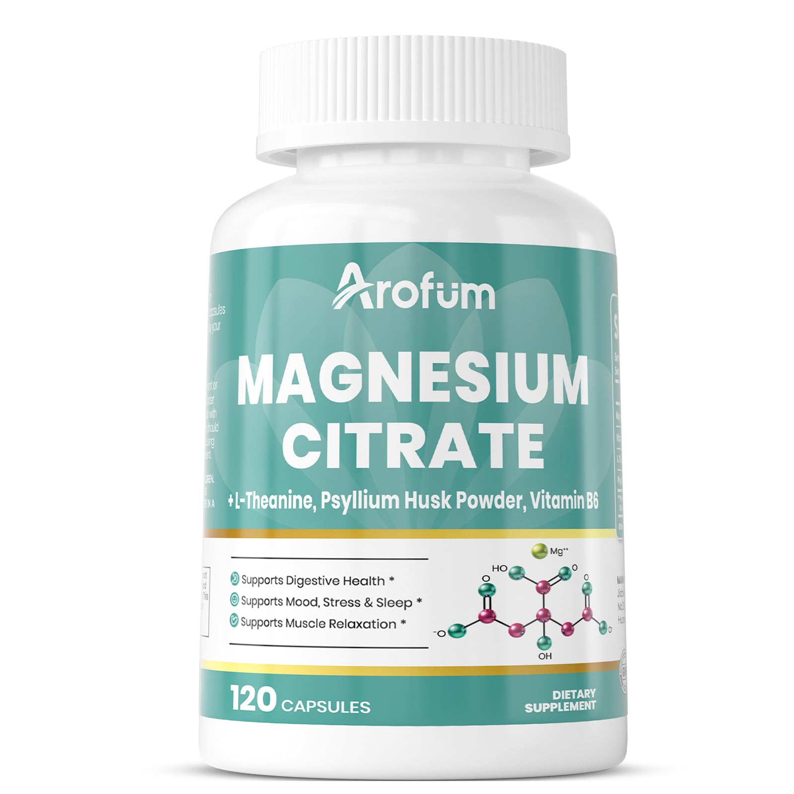 Arofum Magnesium Citrate Supplement 90 Capsules front view