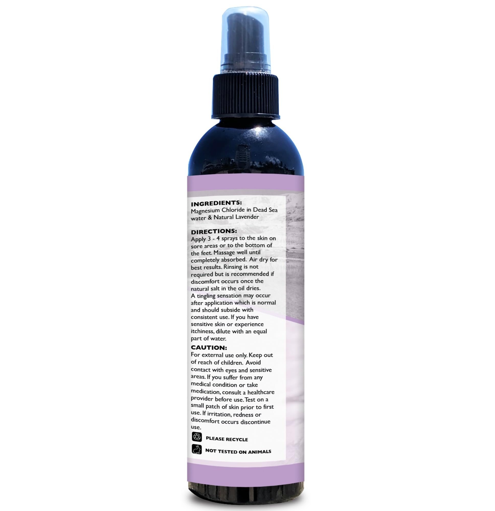 Aromasong Magnesium Spray 8 OZ with Dead Sea background
