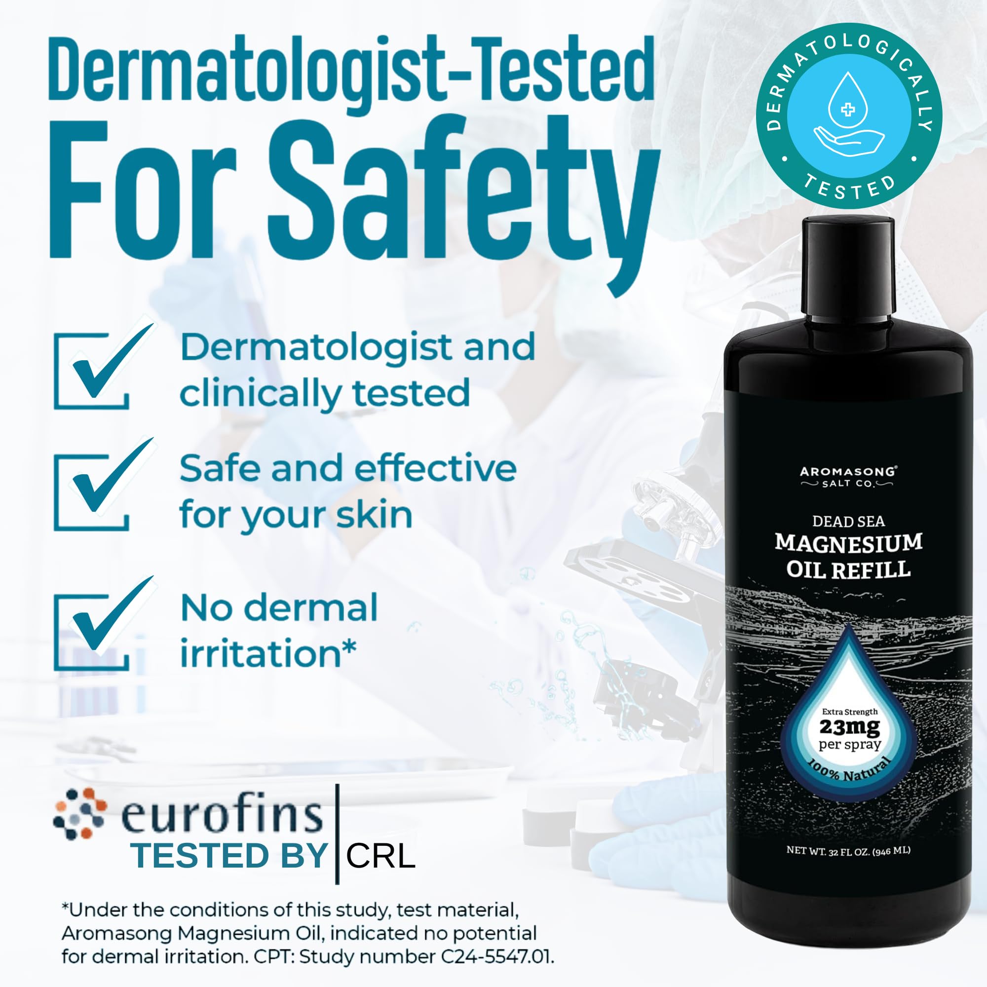Aromasong Magnesium Spray for Feet side view with spray nozzle