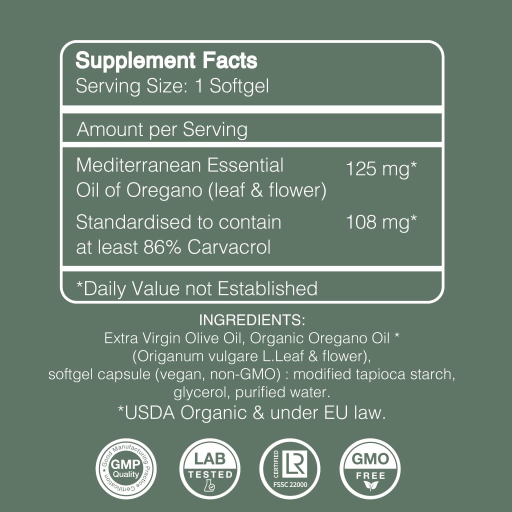 AROMAVITA Oregano Oil Softgels with measuring spoon for dosage