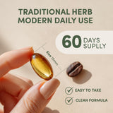 AROMAVITA Oregano Oil Softgels with olive oil background