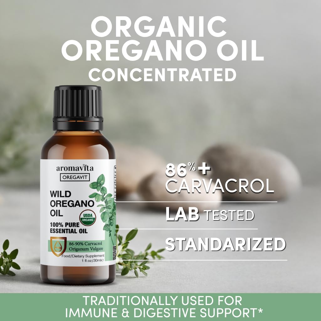 AROMAVITA Wild Oregano Essential Oil 1g bottle with dropper