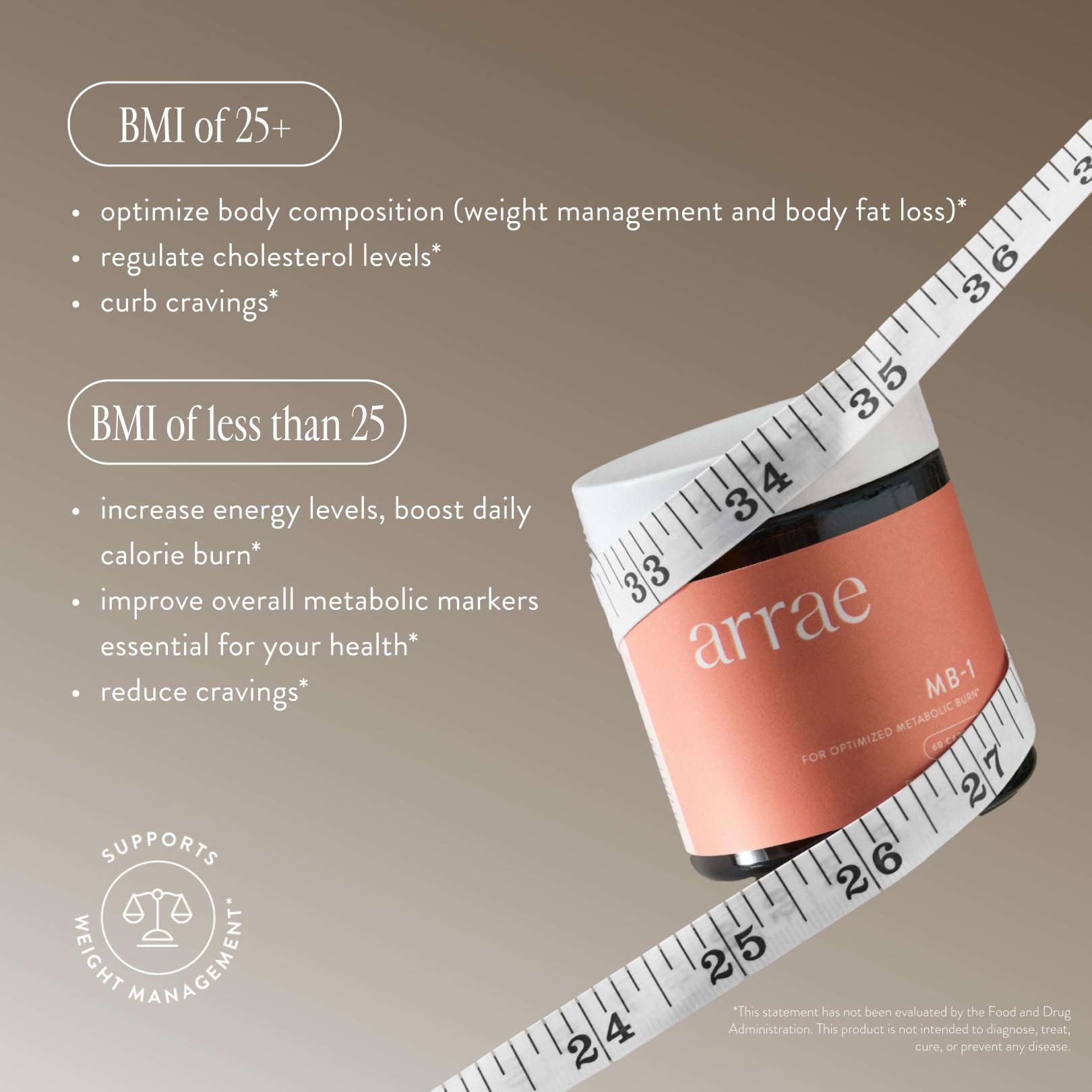 Arrae Appetite Support Capsules 220g with a measuring spoon