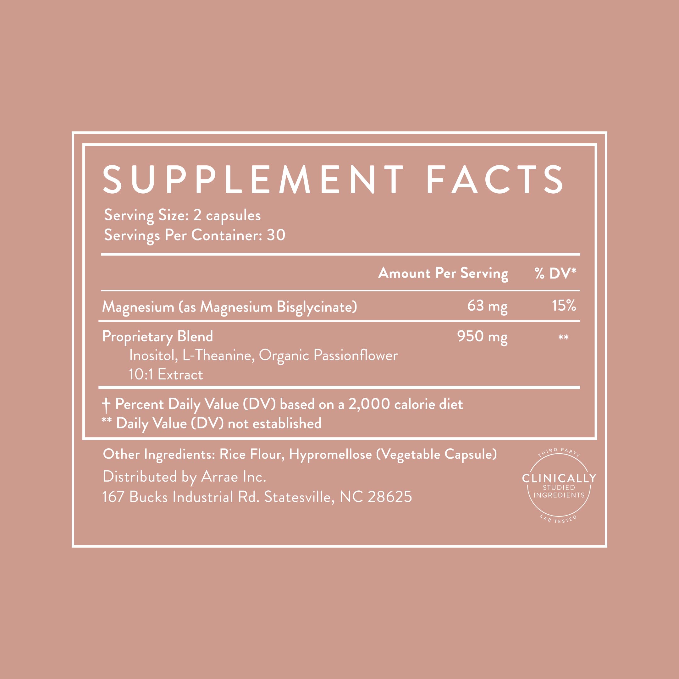 Arrae Calm Capsules 60 count with lifestyle setting