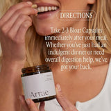 Arrae daily Enzymes Supplement capsules on a table