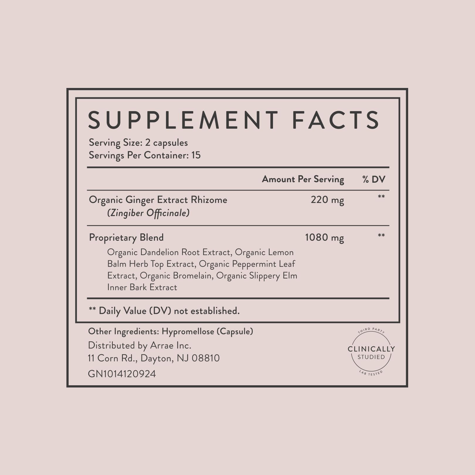 Arrae daily Enzymes Supplement packaging details