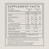Arrae Tone Creatine Gummies nutritional information on packaging