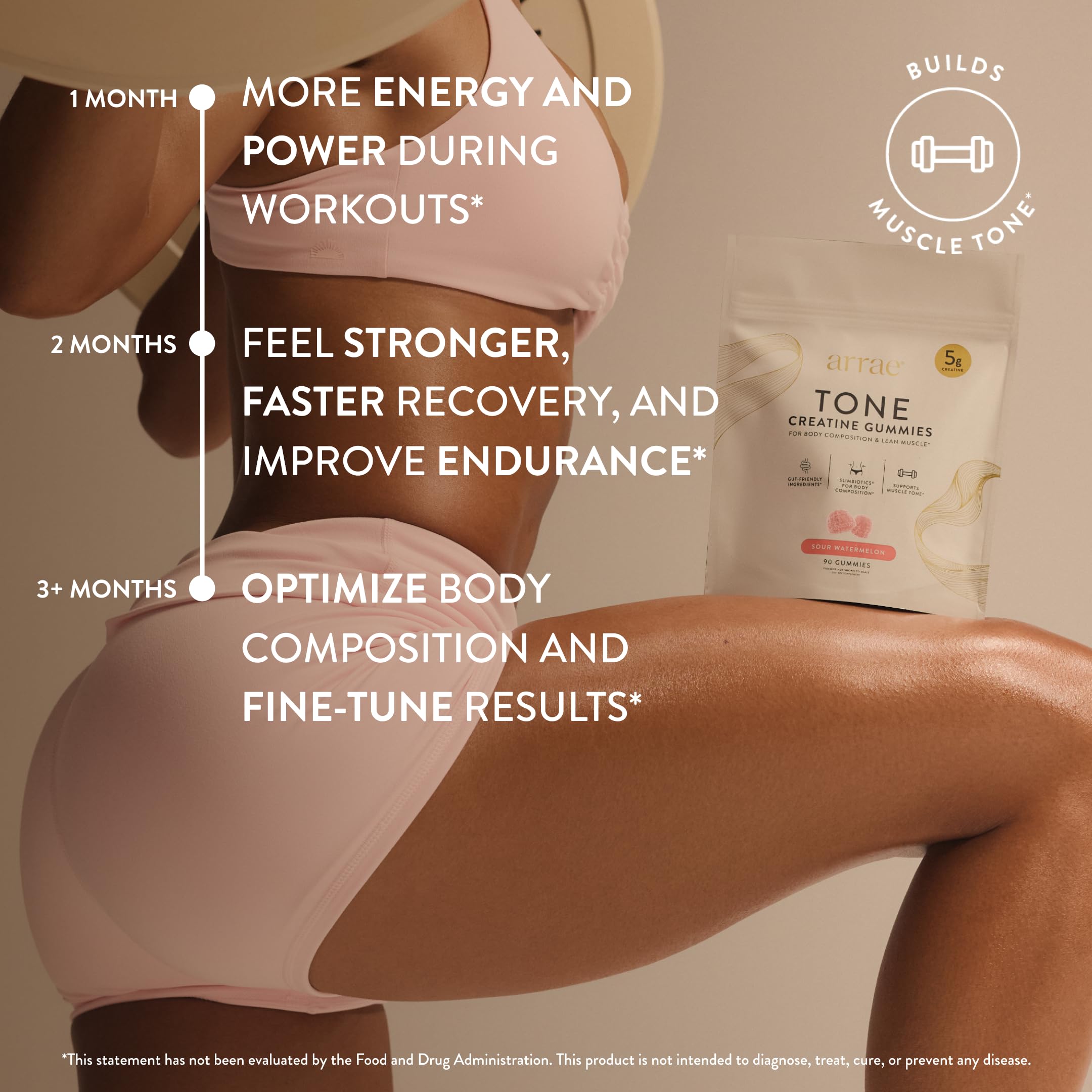 Arrae Tone Creatine Gummies Sour Watermelon flavour close-up
