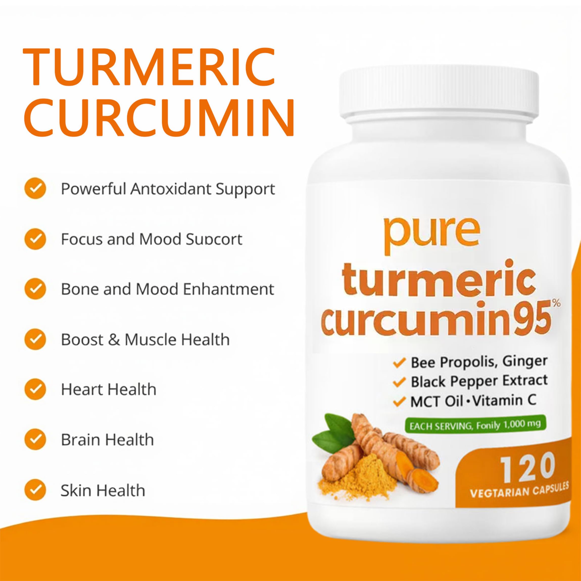 ARSYCHLL Turmeric Curcumin Supplement 1000mg bottle with capsules