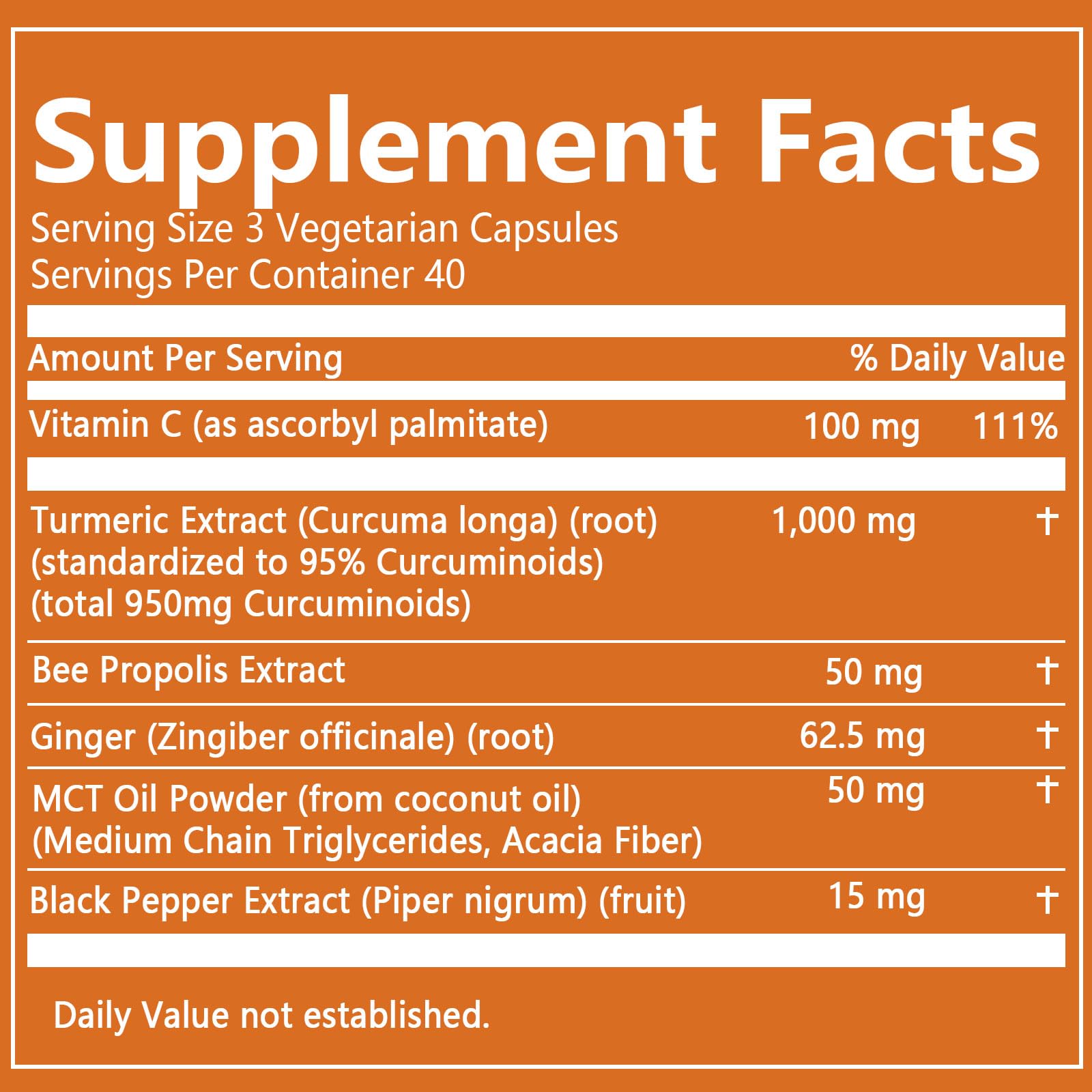 ARSYCHLL Turmeric Curcumin Supplement 1000mg side view