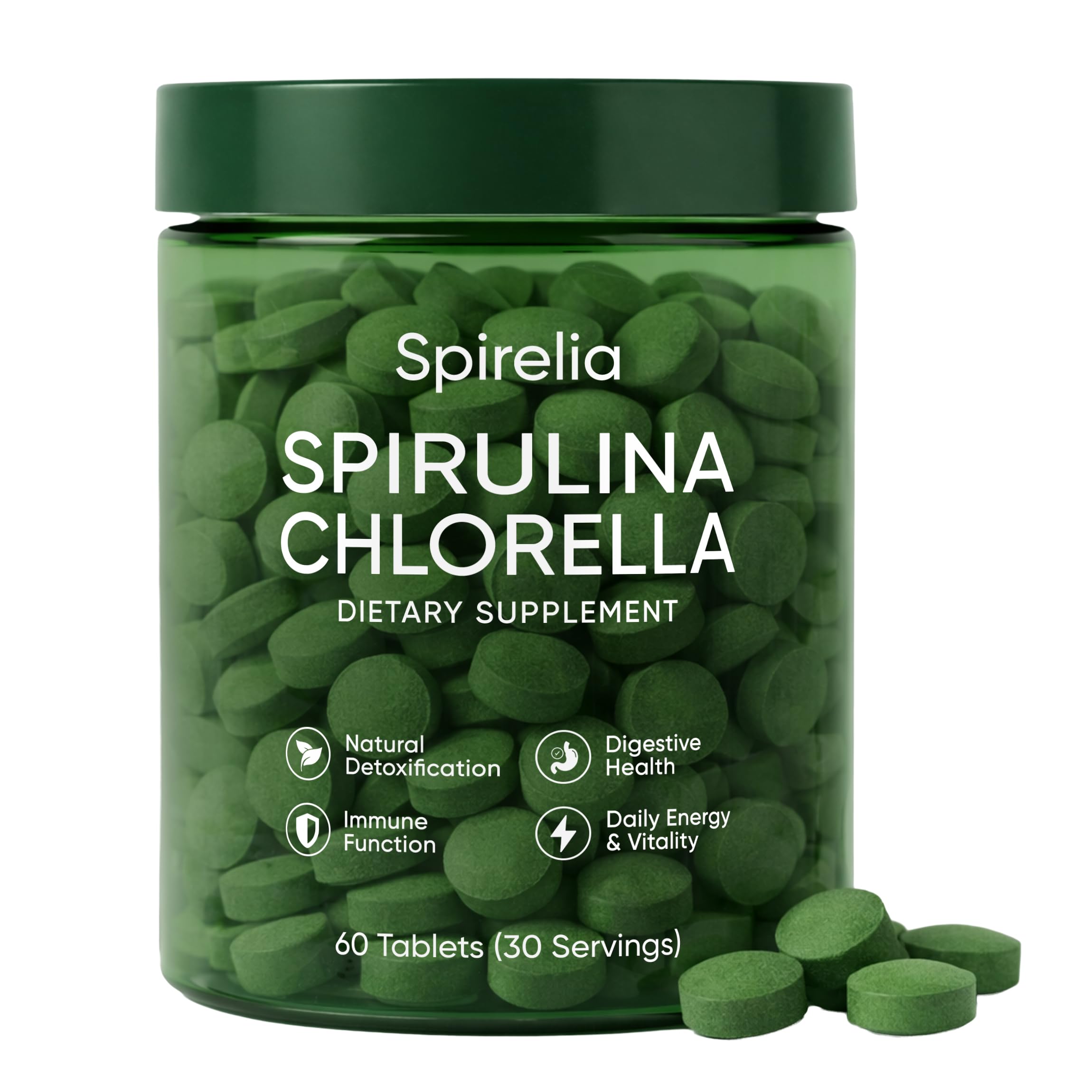Art anime Chlorella & Spirulina Tablets front view with packaging