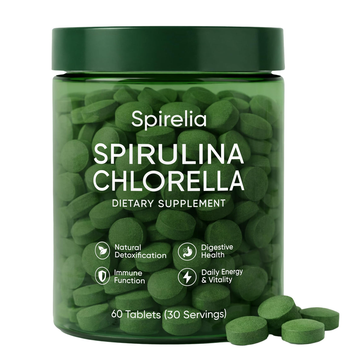 Art anime Chlorella & Spirulina Tablets front view with packaging