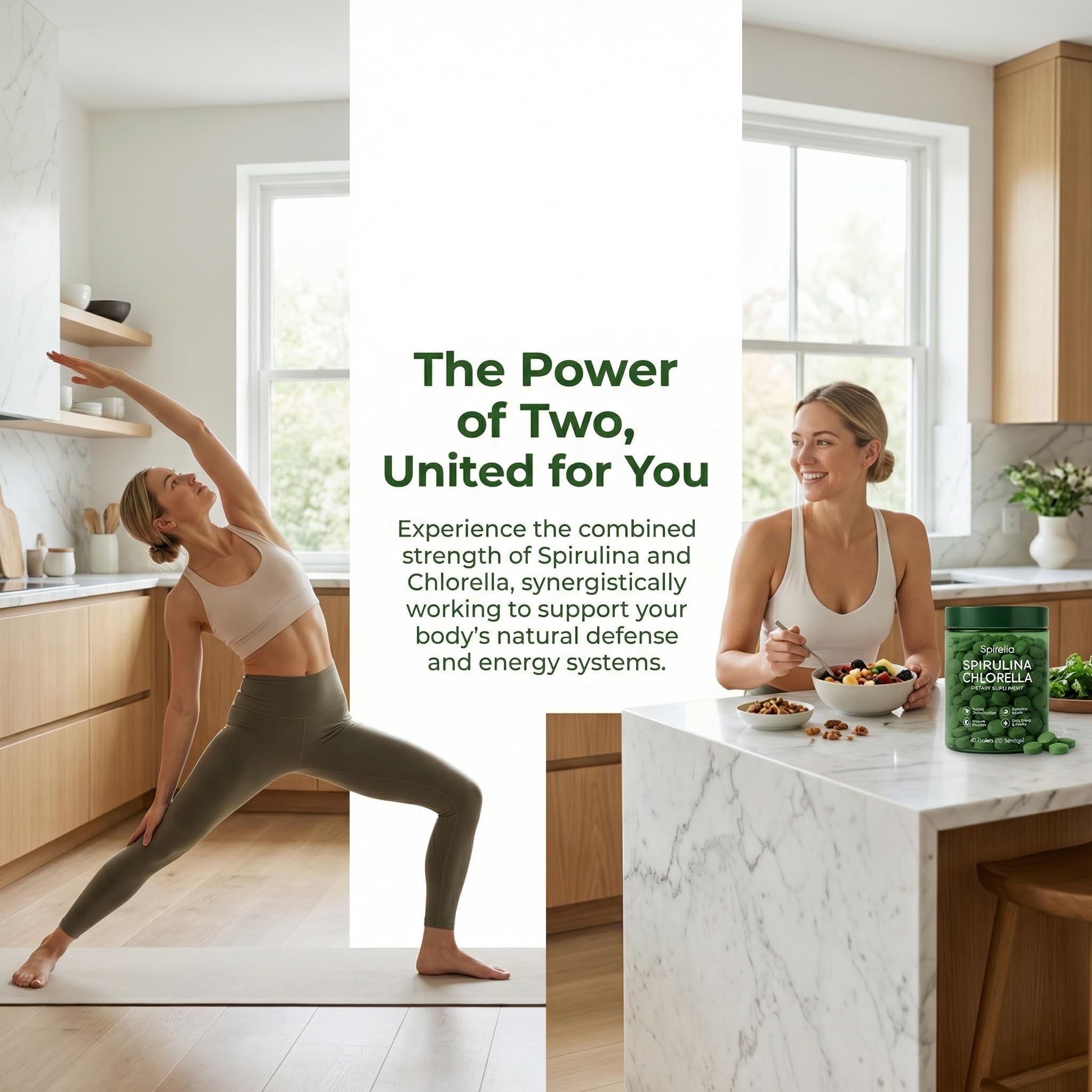 Art anime Chlorella & Spirulina Tablets in hand for easy access