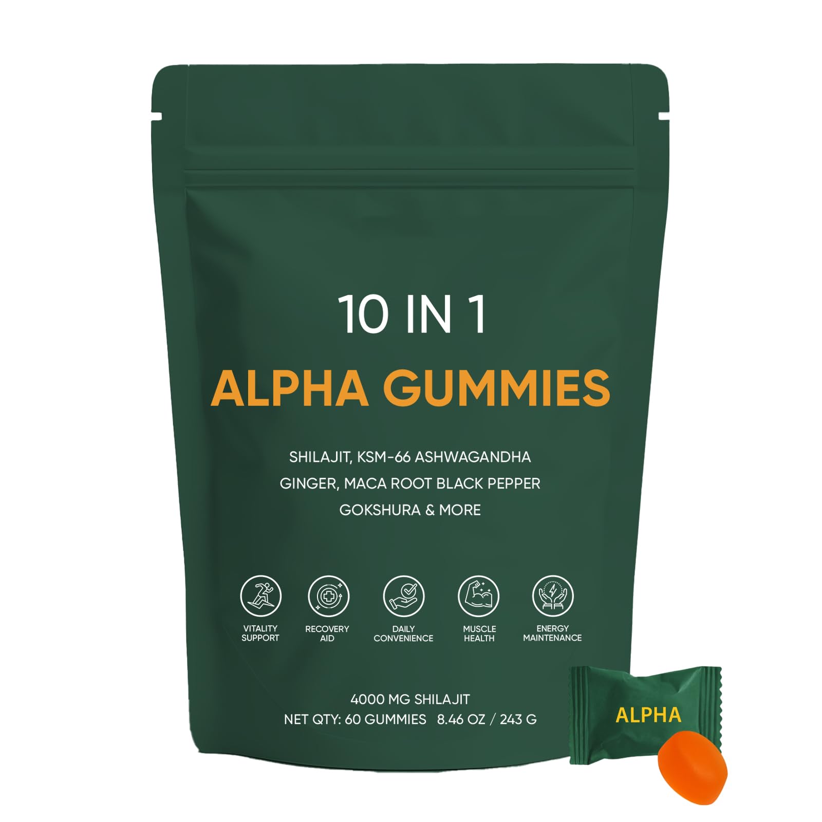 Art anime Shilajit Gummies front view with packaging