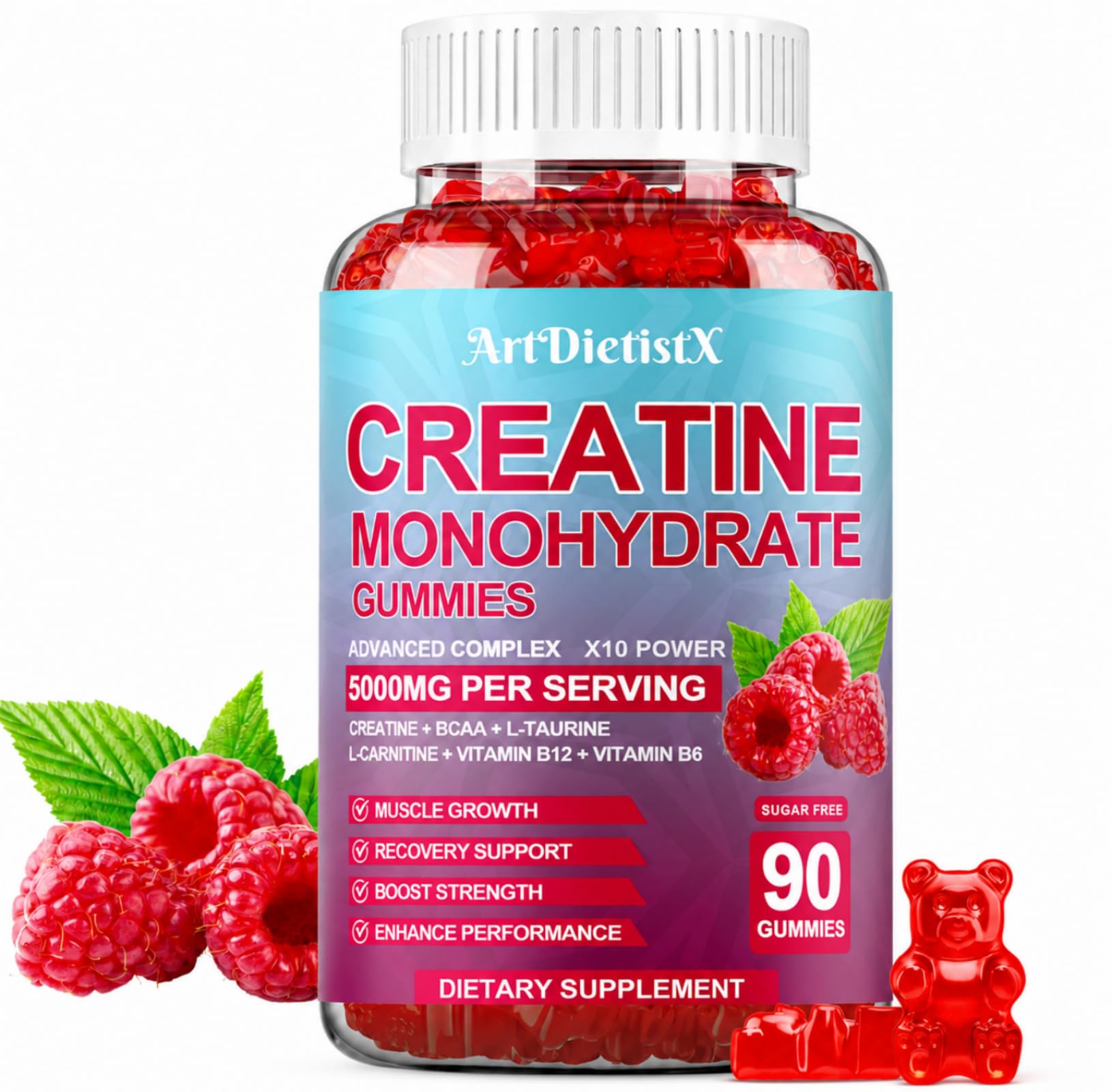 ArtDietistX Creatine Monohydrate Gummies 90 count front view