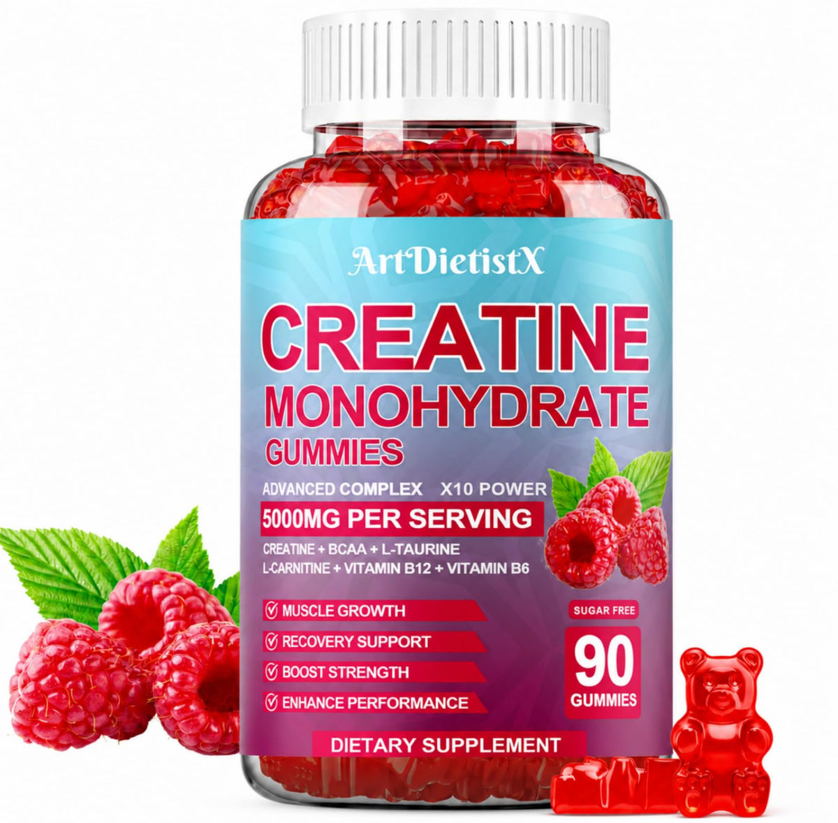 ArtDietistX Creatine Monohydrate Gummies 90 count front view