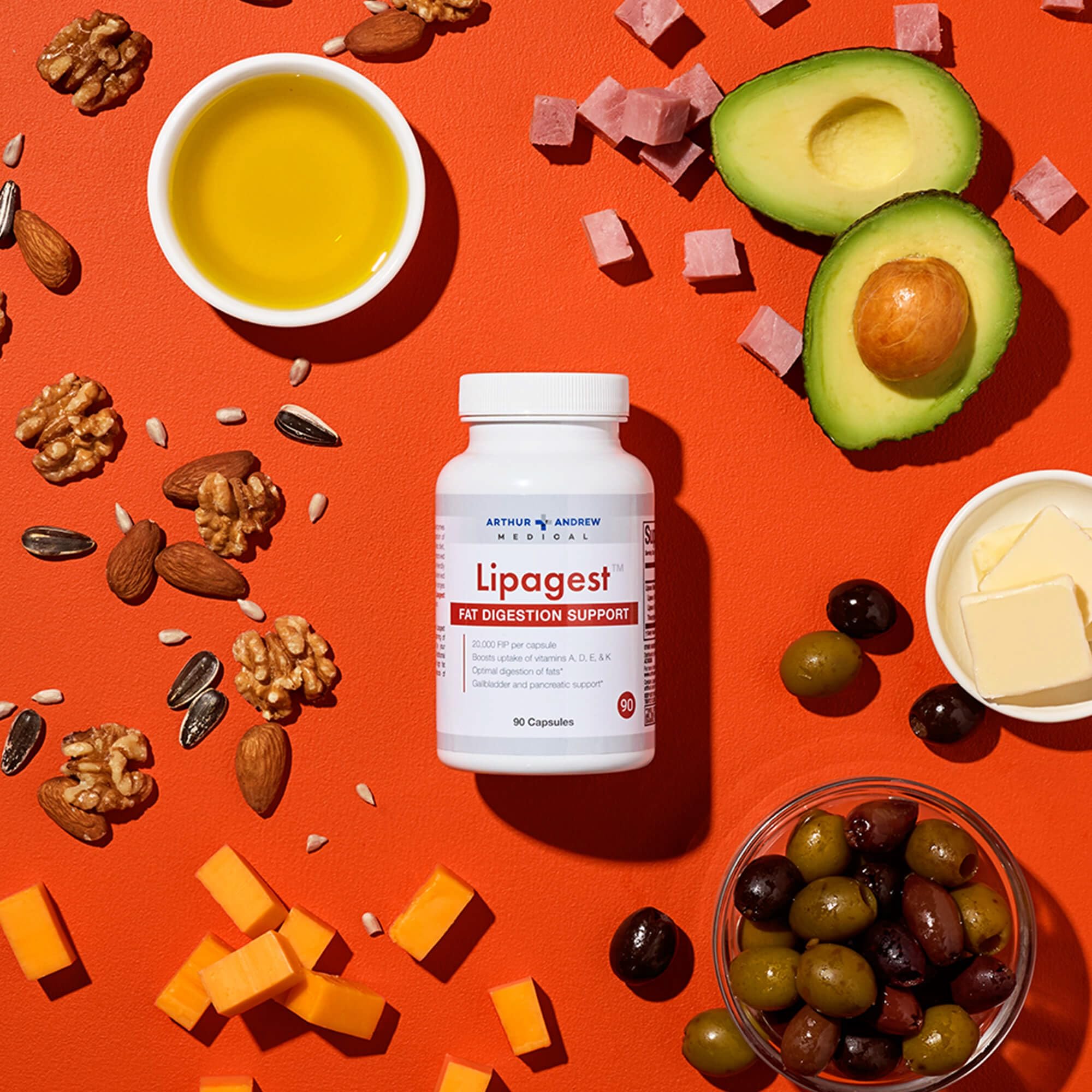 Arthur Andrew Medical Lipagest easy-to-swallow capsules close-up